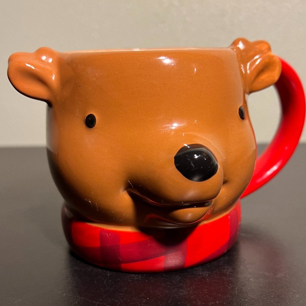 Threshold 3D Reindeer Head Ceramic Mug Cup Brown Deer 14oz